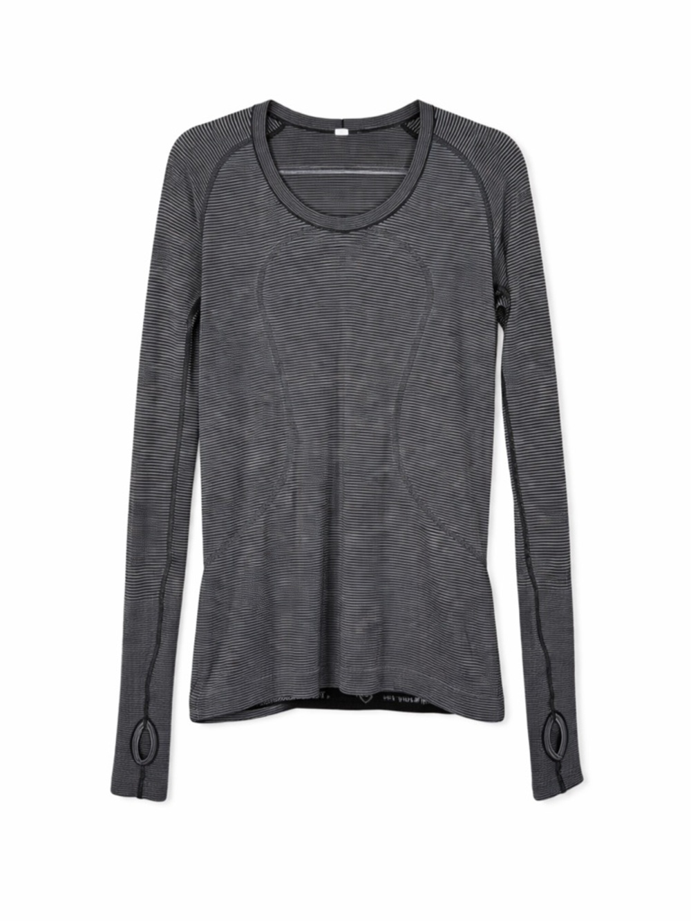 Lululemon Womens Swiftly Tech Long Sleeve Crew Top Black White Stripe Size 10